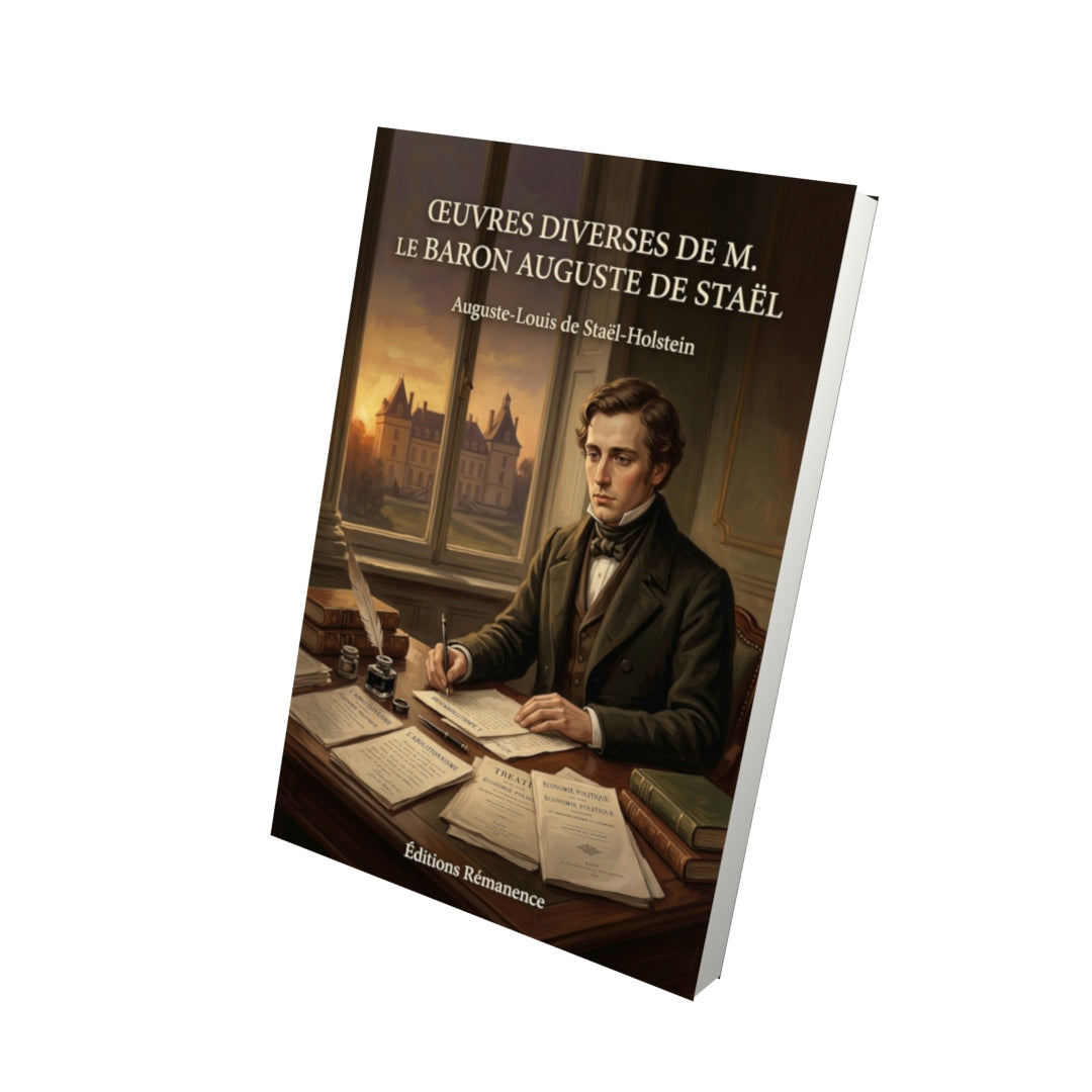 Livre Vres diverses de M. le baron Auguste de Staël par Auguste-Louis de Staël-Holstein - Vue 3D - Editions Remanence