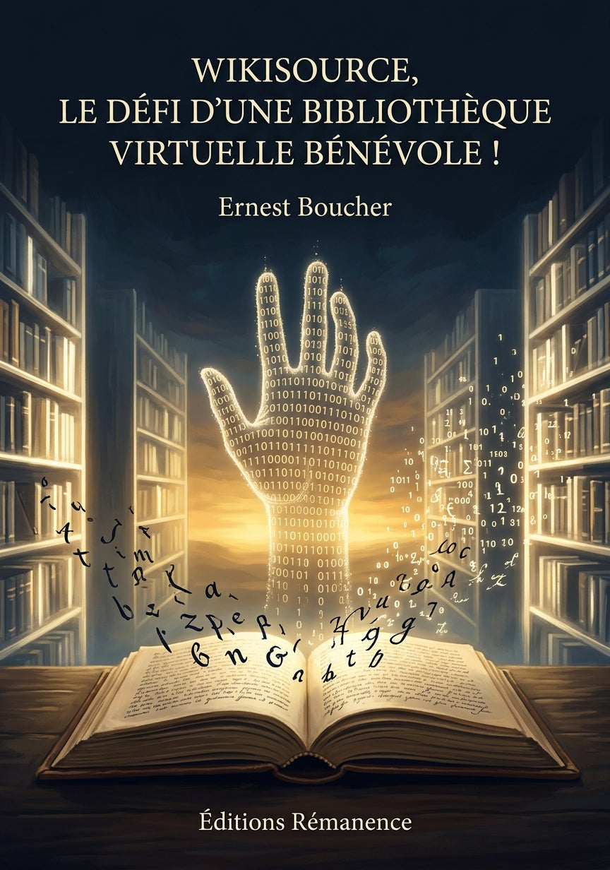 Livre Wikisource, le défi d’une bibliothèque virtuelle bénévole ! par Ernest Boucher - Couverture - Editions Remanence