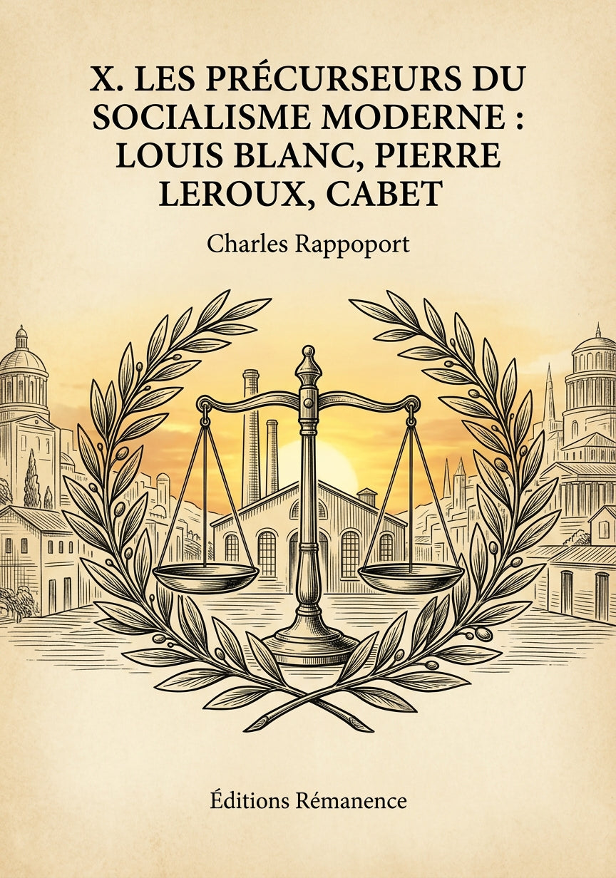 Livre X. Les Précurseurs du Socialisme moderne : Louis BLANC, Pierre LEROUX, CABET par Charles Rappoport - Couverture - Editions Remanence