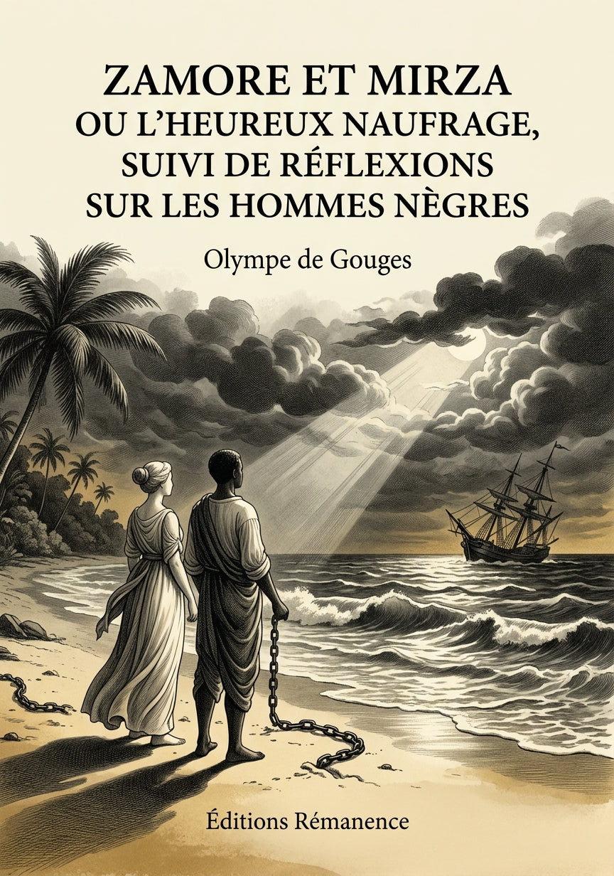 Livre Zamore et Mirza ou l’Heureux Naufrage, suivi de Réflexions sur les hommes nègres par Olympe de Gouges - Couverture - Editions Remanence