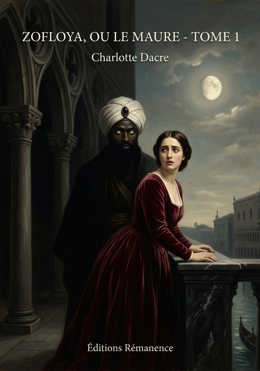Livre Zofloya, ou Le Maure - Tome 1 par Charlotte Dacre - Couverture - Editions Remanence